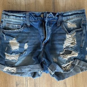 Distressed Jean shorts